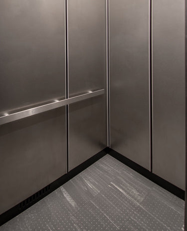 Classic Silver & White Marbleized Smooth Stainless Steel Studded Elevator Floor Tile